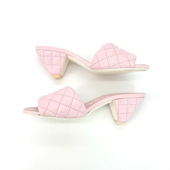 CHANEL 2022 Quilted Lambskin Light Pink CC Logo Mules Slides Sandals 37.5 - Picture 6 of 9